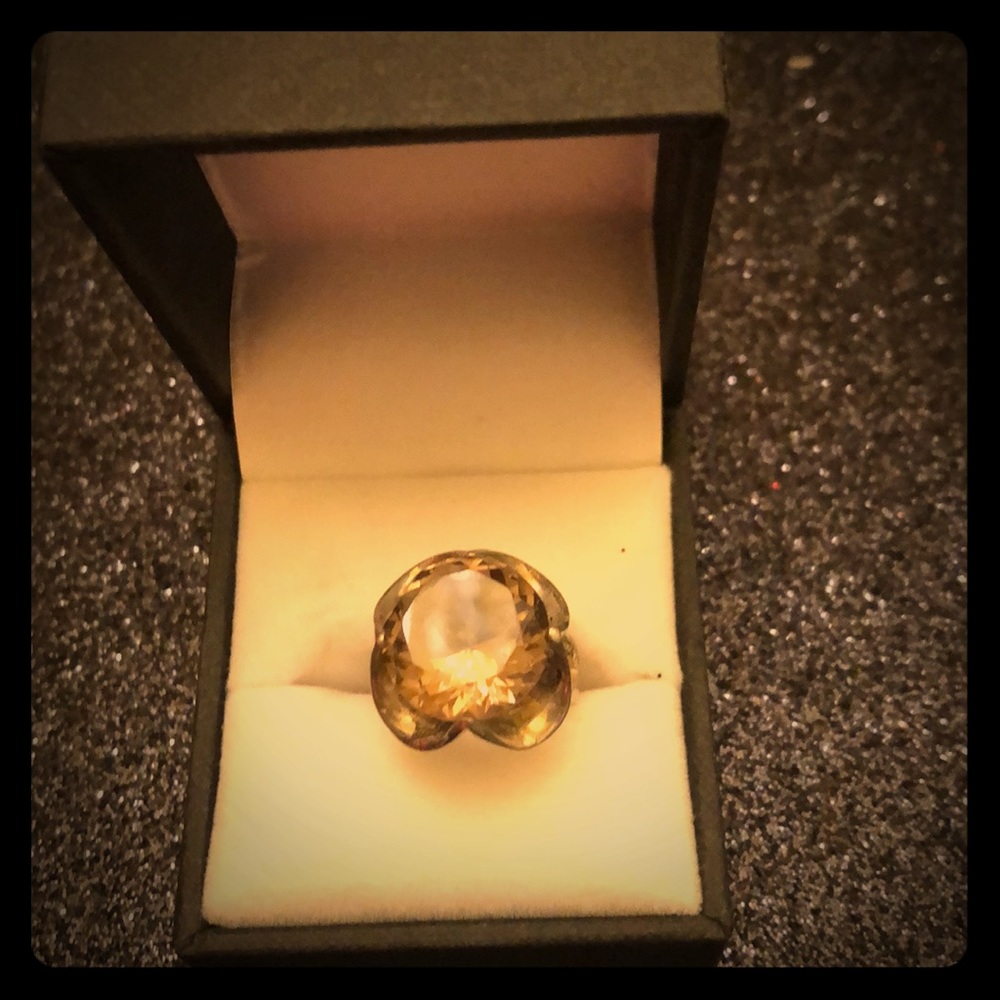 Champagne topaz on stamped 925 silver.